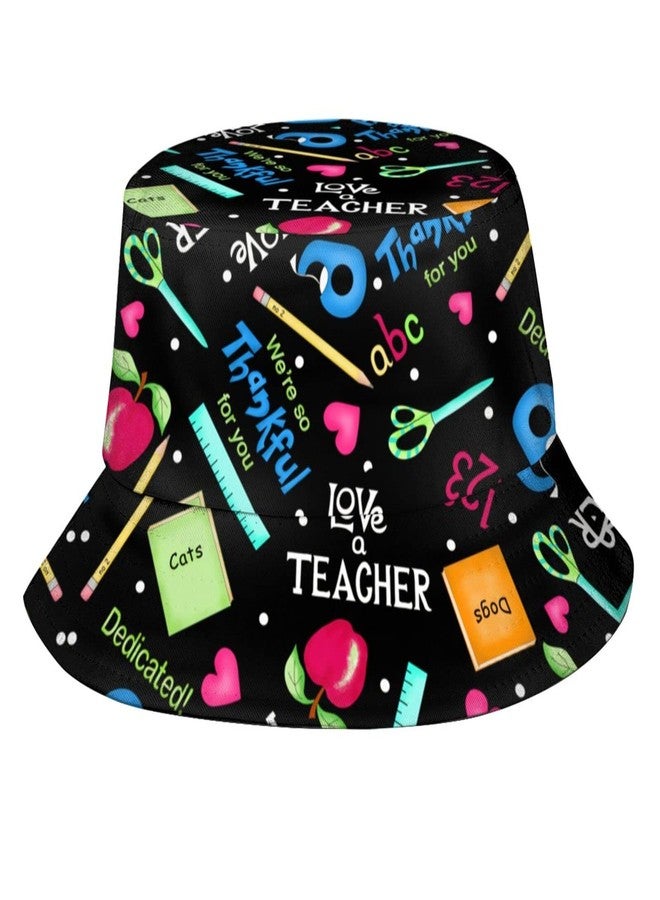 ASYG Cute Teacher Bucket Hat Travel Beach Funny Teachers Fisherman Hat Cap Reversible Wide Brim Hats Women Men Girls Boys - Image 1